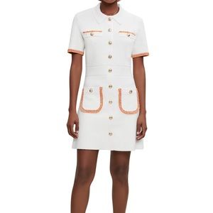 Maje White and Orange Button-Down Dress